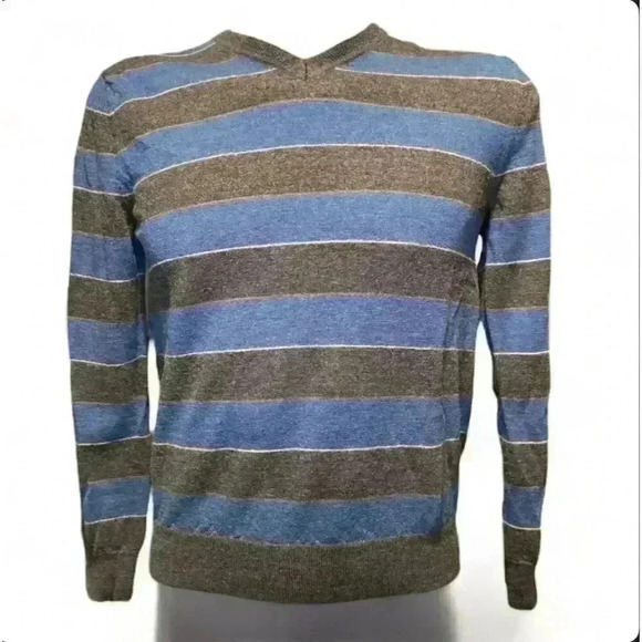Banana Republic Men's Striped Wool Pullover Sweater Size L - Picture 1 of 4